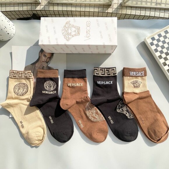 Versace Men's Socks - [One Box of Five Pairs] with Packaging